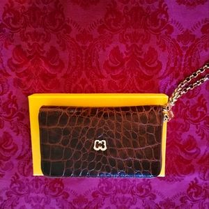 Eric Javits NEW wristlet brown  wallet with chain